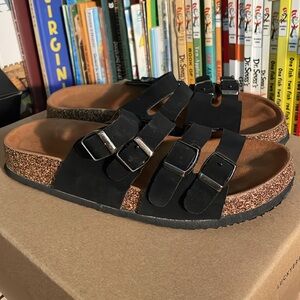 Refresh Black cork bed sandals Womens 6.5 Birkenstock style
